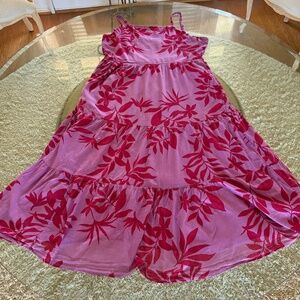 Old Navy Pink Tropical Print Cami Sundress Women’s Maxi Lined Size XL Boho Beach